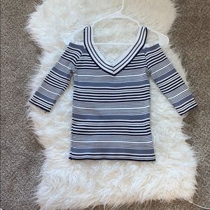 Striped Shoulder Cut Top